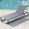 GDF Studio Mottetta Outdoor Aluminum Chaise Lounge, Gray/Black, Single