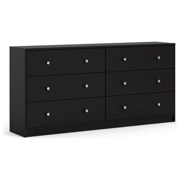Portland 6 Drawer Double Dresser, Black
