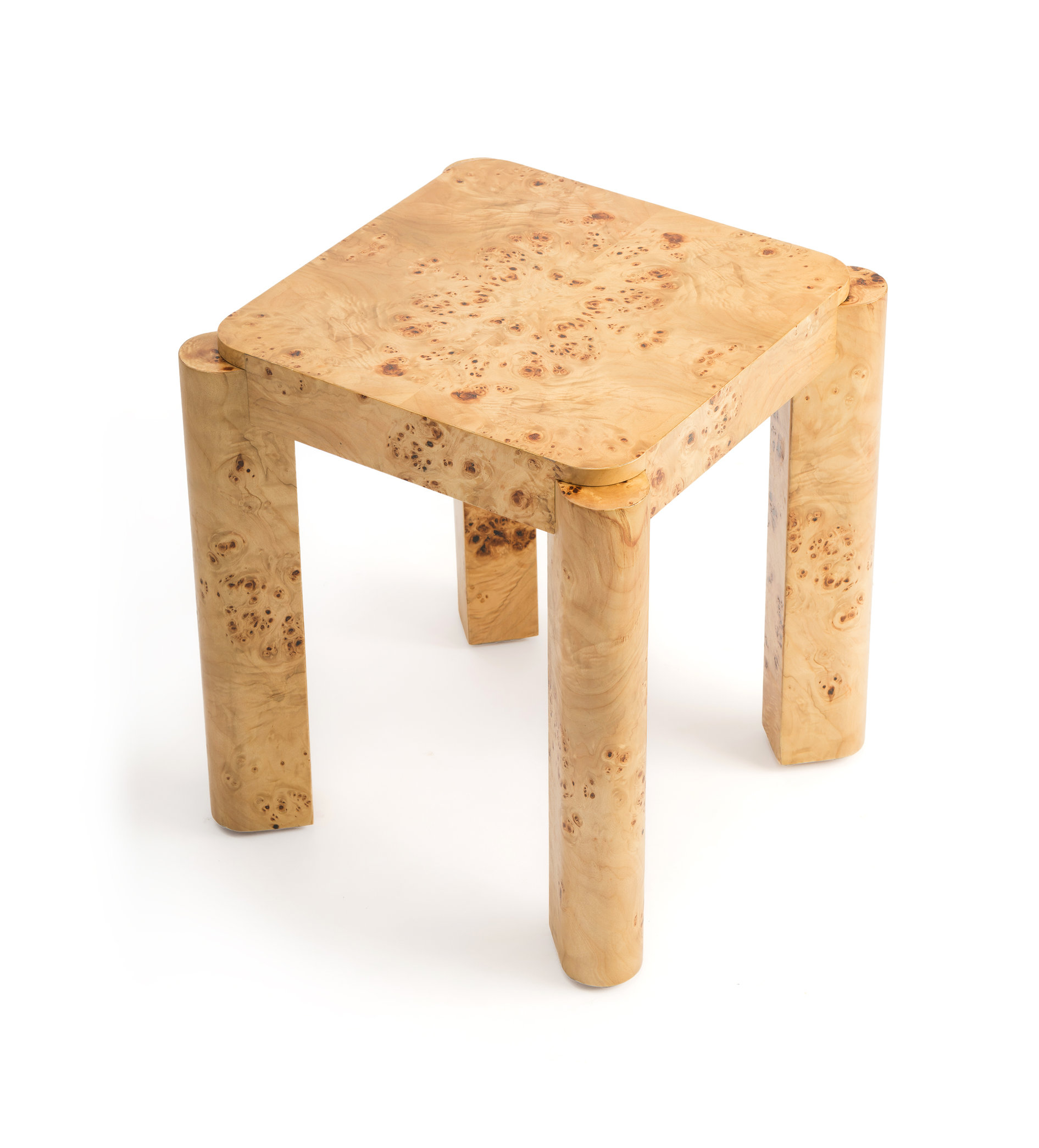 Studio London Chorus Modern Wooden Side Table Nightstand with Clear Maple Burl