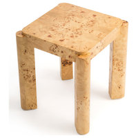 Studio London Chorus Modern Wooden Side Table Nightstand with Clear Maple Burl