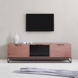 Animator TV Stand in Light Walnut & Black Steel - Entertainment Centers And Tv Stands