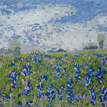 Mosaic Art, Indigo Flower Field I Mozaico