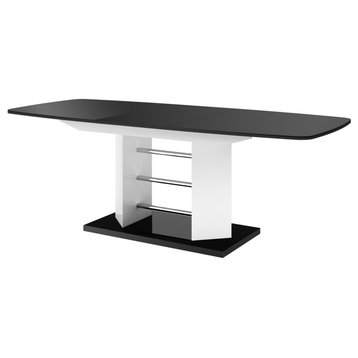 Mimosa 3 Extendable Dining Table, Black/White