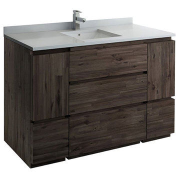 Fresca Formosa 54" Modern Wood Bathroom Cabinet with Top/Sink in Brown