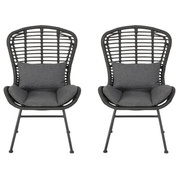 Qearl Outdoor Club Chairs, Set of 2, Gray