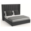 Nativa Interiors Aylet Vertical Channel Tufted Bed, Charcoal, Queen, Medium 67"