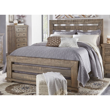 Willow Slat Bed - Weathered Gray Slats, Queen