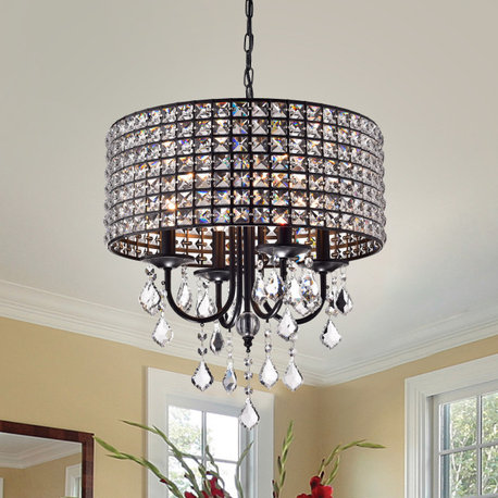 Alytus 4-Light Crystal Chandelier Black