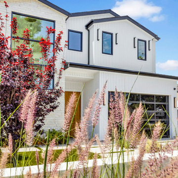 Modern farmhouse exterior — Studio City new home build
