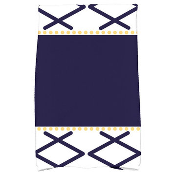 18 x 30-inch, Knot Fancy, Geometric Print Hand Towel, Navy Blue
