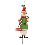 Glitzhome,LLC - 36.02" Metal Snowman Yard Stake - Guide your guests and proudly show off your holiday spirit with the 36.02""H Metal Snowman Yard Stake! Let the Snowman characters lead guests to your yard for Christmas festivities. The sturdy construction will keep this charming addition to your holiday decorations ready season after season while the narrow profile makes it easy to store when not in use. The Snowman will bring a healthy helping of holiday cheer to any home or yard.