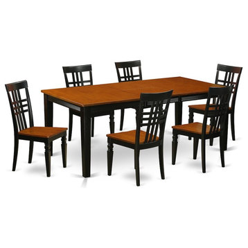 7-Piece Kitchen Table Set With a Dining Table and 6 Chairs, Black and Cherry