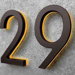 Modern Metal 8&rdquo; bronze House Numbers Lighted - House Numbers