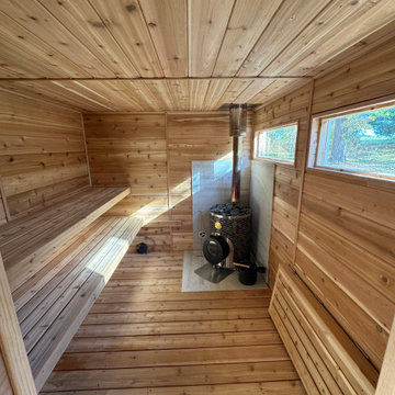 Traditional Cedar Sauna with Wood Burning Stove