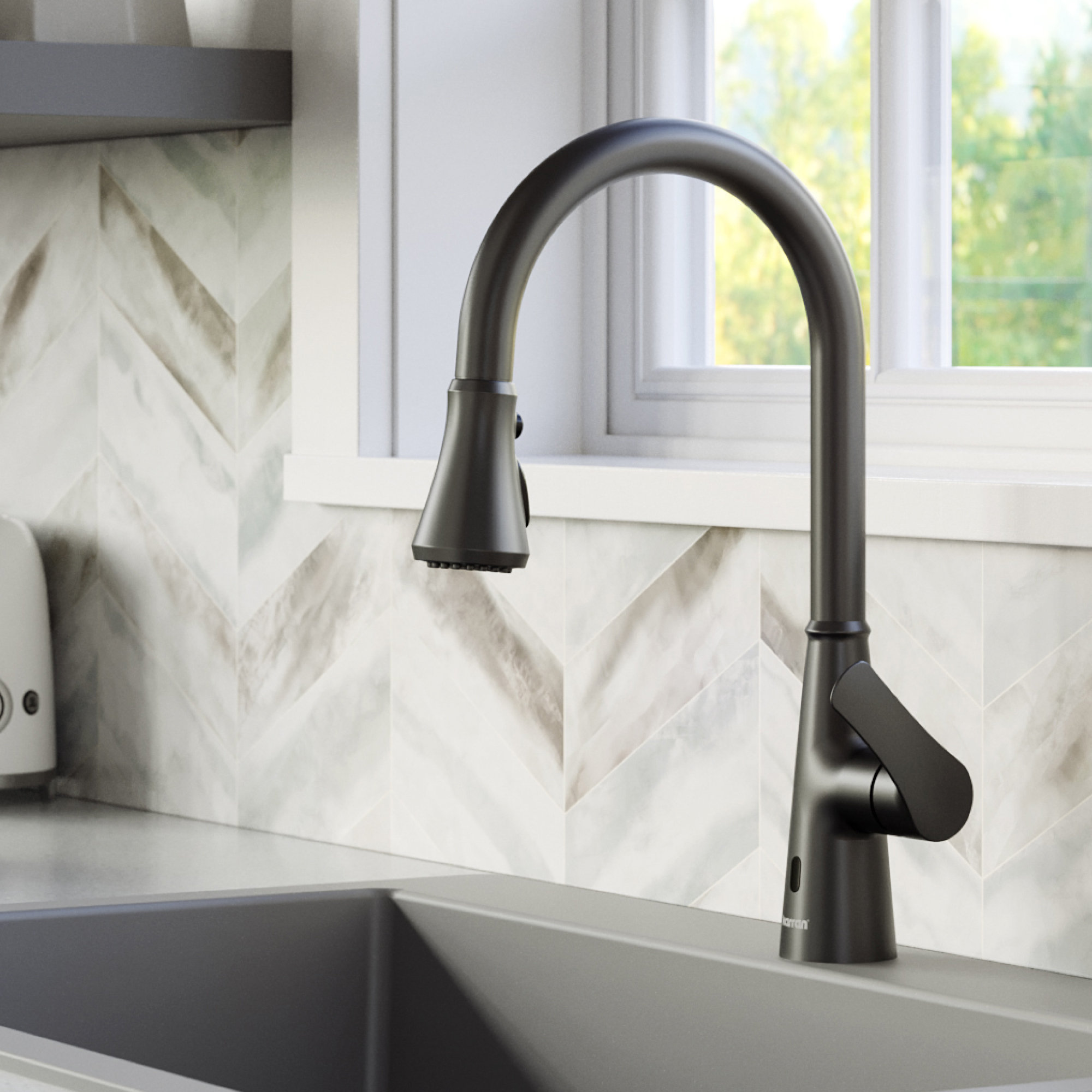 Karran Touchless One-Handle Triple Function Sprayer Faucet, Matte Black