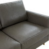 LeisureMod Lincoln Modern Leather Loveseat With Gold Frame, Gray
