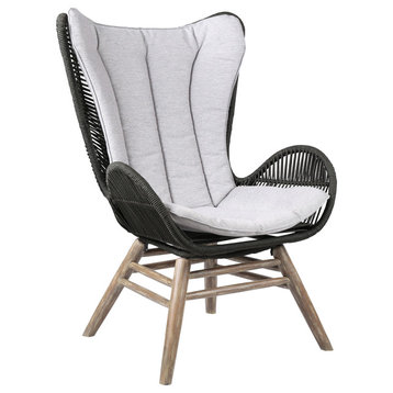 King Indoor Lounge Chair in Light Eucalyptus Wood with Truffle and Grey Cushion