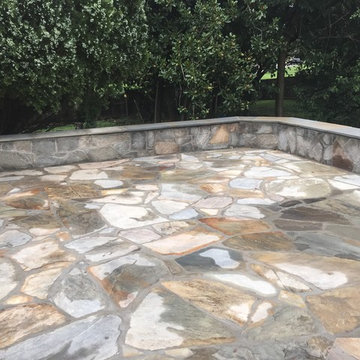 Irregular Flagstone Patioin Silver Spring MD With Stone Sitting Walls