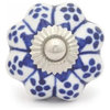 Ceramic Knobs, Blue With White Base, Set of 3