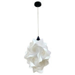 EQ Light - Chi Pendant Light, Black, Large - The Chi Pendant Light makes a stunning accent piece in a dining room, entryway or kitchen. This elegant pendant light has silver steel construction and a shade made from white spiral polypropylene pieces. Hang it in a contemporary style home for a cohesive look.