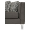 Contemporary Sofa, Acrylic Legs & Animal Skin Patterned Polyester Seat, Gray