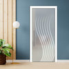 Frameless Glass Pocket Sliding Door With Frosted Design, 40"x81", Recessed Grip, Full-Private