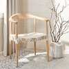 Elise Arm Chair,Natural Teak/Off White Leather