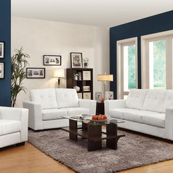 Enright Modern White Bonded Leather Match Sofa Set - $1336.37 - Living Room Furniture Sets
