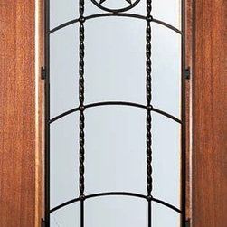 Slab Single Door 80 Mahogany Texan Texas Star 3/4 Lite Wrought Iron - Front Doors