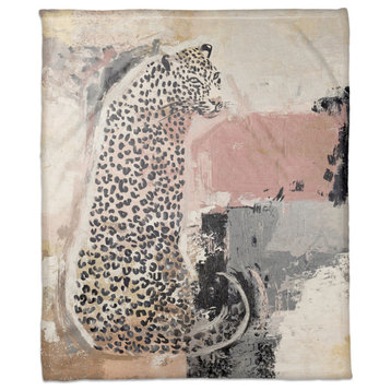 Jungle Cat Abstract 50"x60" Coral Fleece Blanket
