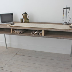 Ellie Reclaimed Scaffolding Industrial Desk with Built In Storage - Console Tables