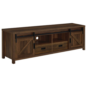 Madra Rectangular TV Console With 2 Sliding Doors Tv Stand Brown