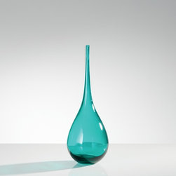 Tira Long Neck Glass Vase Short - Teal - Vases