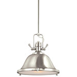 Generation Lighting Collection - Stone Street 1-Light Pendant, Brushed Nickel - The authentic details of the Stone Street pendant collection by Sea Gull Lighting give these oversized pendants an industrial look contrasted nicely by the soft, flared curves of the overall silhouette. Offered in a Brushed Nickel, Satin Bronze or Burnt Sienna finish, the pendant light collection includes three sizes: A 13� diameter by 12� tall, a 17� diameter by 15-3/8� tall, and a 21-1/2� diameter by 19-1/4� tall. All feature a bottom diffuser to soften the light�s glow. Both incandescent lamping and ENERGY STAR-qualified LED lamping are available.
