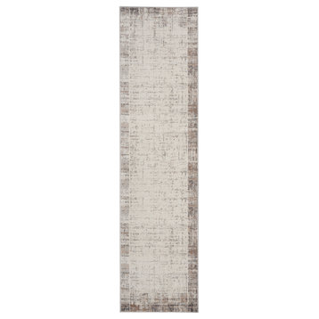 Nourison Elation 2'2" x 12' Ivory Grey Modern Indoor Area Rug