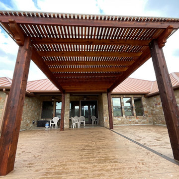 Cedar pergola and composite deck with lighting