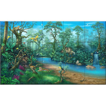 Ceramic Tile Mural, Rainforest, DM, by David Miller