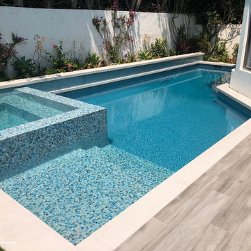 Pacific Palisades - Contemporary Rectangular Swimming Pool with Spa and Window