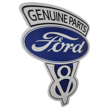 Vintage Genuine Ford Parts Embossed Metal Wall Decor Sign