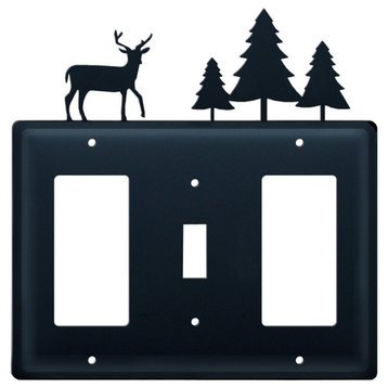 Double GFI and Switch Cover, Deer and Pine Trees