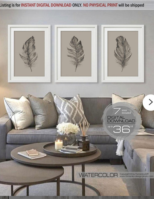 Art over sectional couch