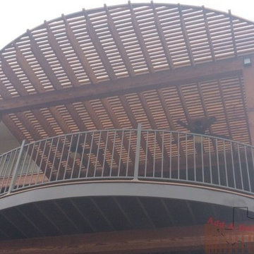 Curved Trex Tiki Torch Deck and Cedar Pergola