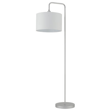 Barden 58" Floor Lamp, Silver/Shade: White Fabric