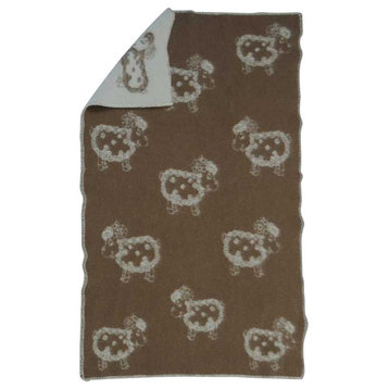 Baby Blanket Sheep Pattern 35” x 51”, Brown