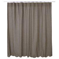Check Black Scalloped Shower Curtain