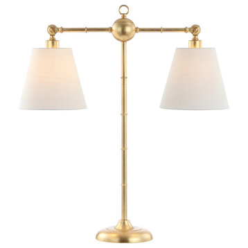 Ruth 31" 2-Light Library Metal Led Table Lamp, Gold Leaf