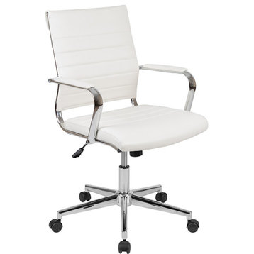 Flash Mid-Back Ribbed Executive Swivel Office Chair, White