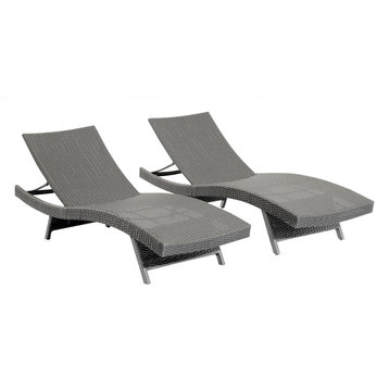 Palermo Outdoor Adjustable Wicker Chaises, Set of 2, Gray