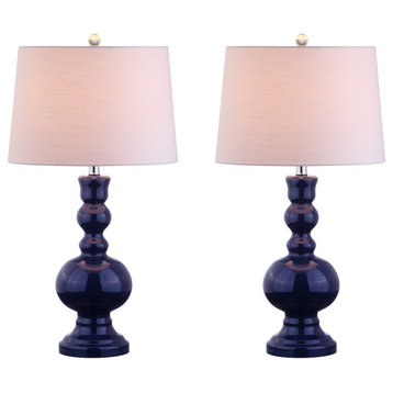 Genie 28.5" Glass Table Lamp, Set of 2, Navy