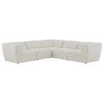 Meridian Furniture - Miramar Linen Textured Fabric  5-Piece Modular L-Shaped Sectional, Cream - Unwind and let your cares float away while you're curled up in the welcoming confines of this Miramar Modular Sectional. This sophisticated modular sectional is made from premium materials with a solid frame that ensures durability and long-lasting service life. The soft cream linen textured upholstery on this modular sectional makes it feel super indulgent against the skin. Pair this sectional with other items in the Miramar collection for a complete lookthe latches underneath make pairing a snap.